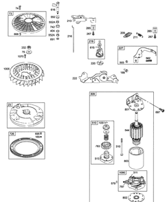Engine Starter And Flywheel Diagram and Parts List for Z-FORCE48 53AA5A7M710-53AA5A7M712 Cub Cadet Lawn Tractor